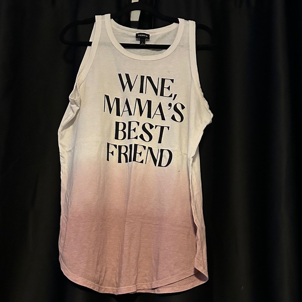 Torrid White and Pink Graphic Tank Top